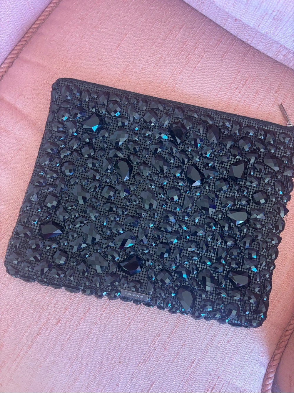Embellished Black Crystal Clutch/ Pouch BCBG